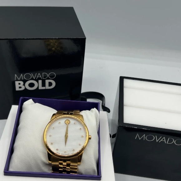 MOVADO Museum Classic Mother of Pearl Dial Gold Tone - Picture 6 of 8